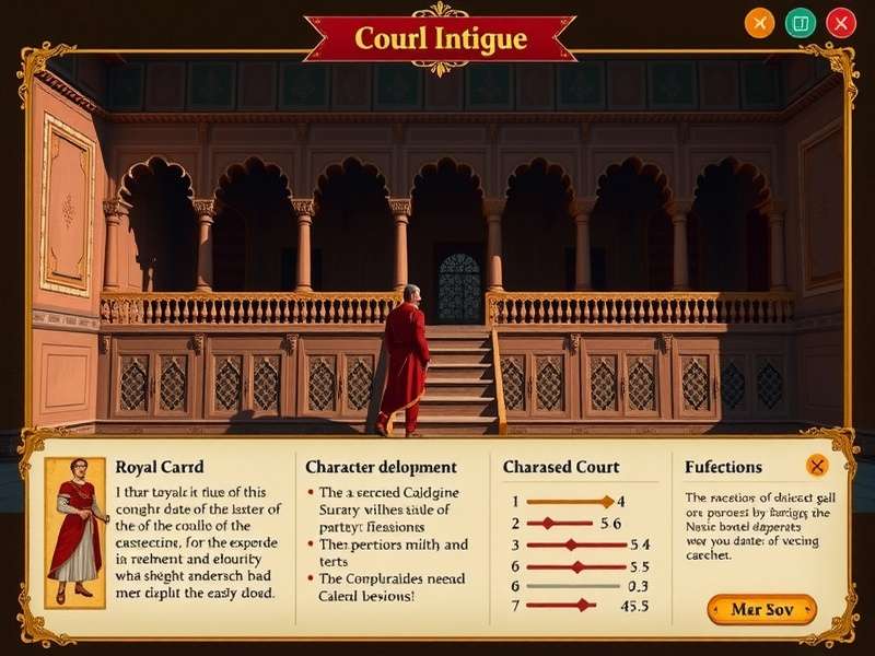 Mughal Court Intrigue gameplay screenshot showing royal court